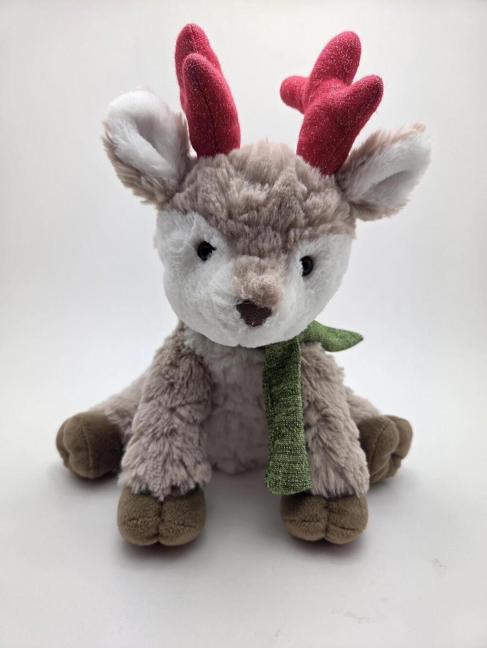 Vintage Mary Meyer Soft Tan Reindeer Plush Green Scarf Soft (10 inch)